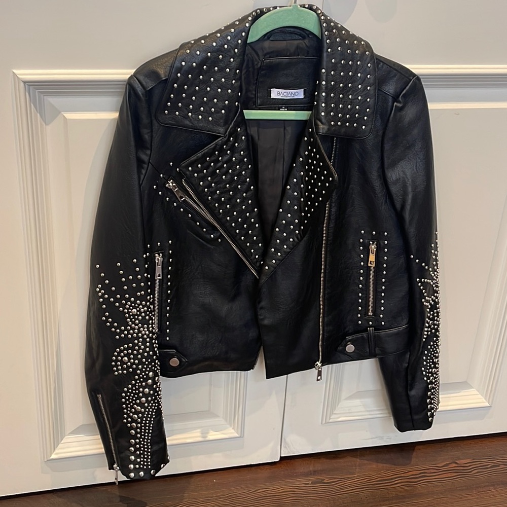 Studded Leather Moto Jacket